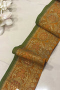 Yellow Pure Silk Vintage Banarasi Border Lace ( 1 Mtr ) - Luxurion World