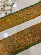 Yellow Pure Silk Vintage Banarasi Border Lace ( 1 Mtr ) - Luxurion World