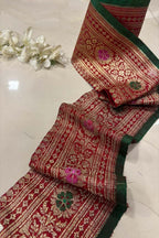 Red Pure Silk Vintage Banarasi Border Lace ( 1 Mtr ) - Luxurion World