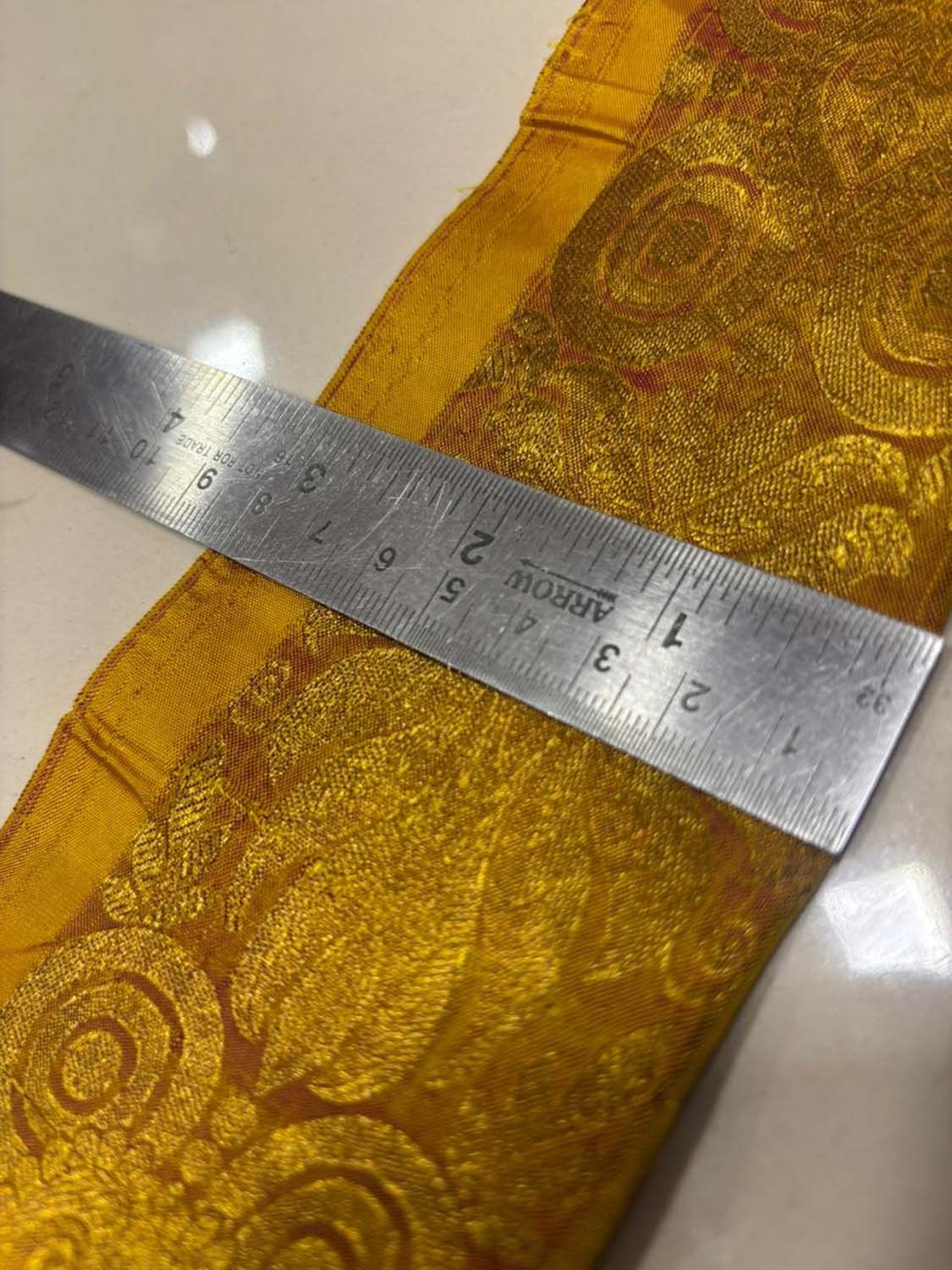 Yellow Pure Silk Vintage Banarasi Border Lace ( 1 Mtr ) - Luxurion World