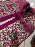 Pink Pure Silk Vintage Banarasi Border Lace ( 1 Mtr ) - Luxurion World