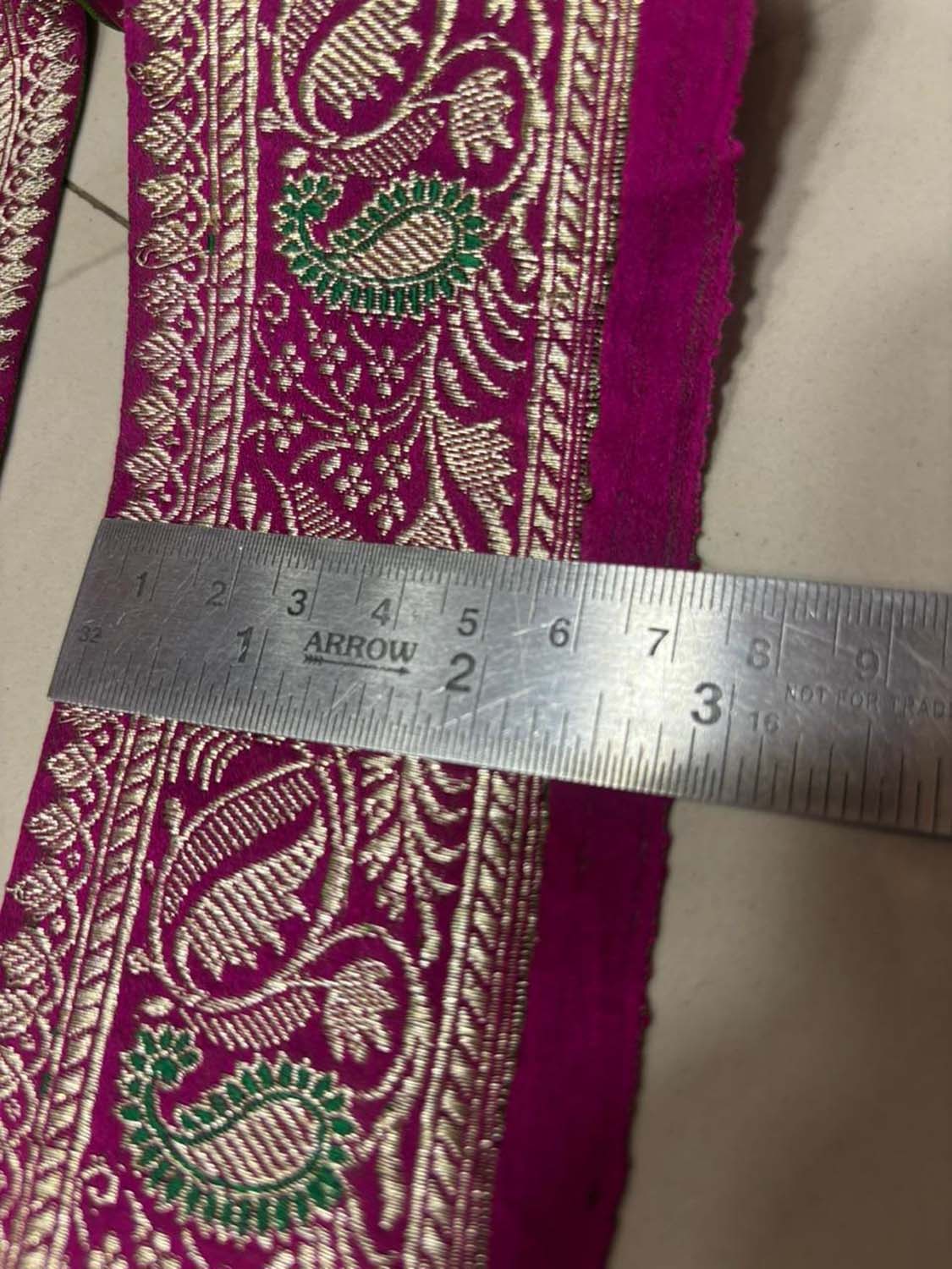 Pink Pure Silk Vintage Banarasi Border Lace ( 1 Mtr ) - Luxurion World