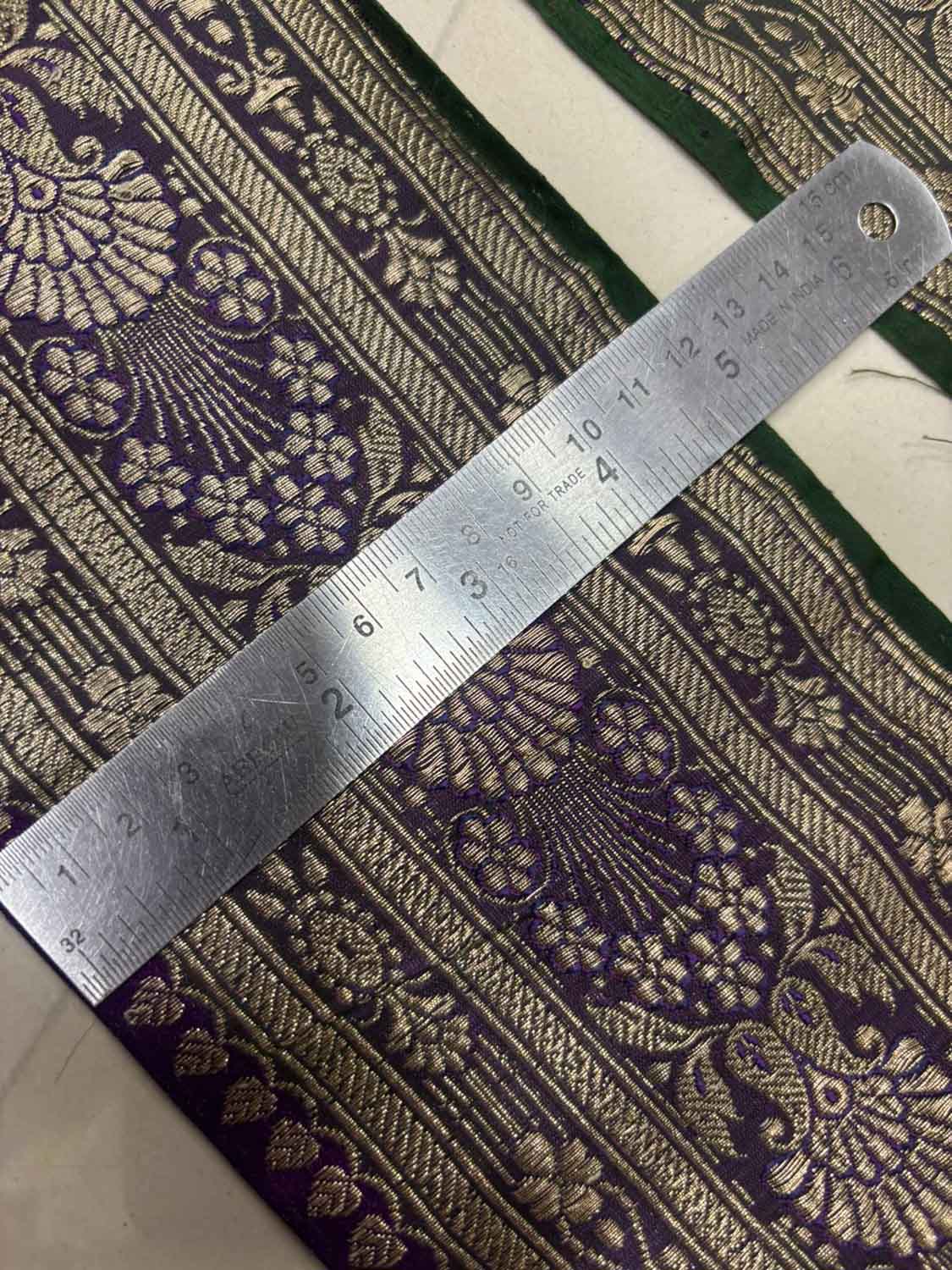 Purple Pure Silk Vintage Banarasi Border Lace ( 1 Mtr ) - Luxurion World