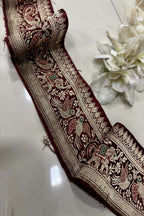 Maroon Pure Silk Vintage Banarasi Border Lace ( 0.75Mtr ) - Luxurion World