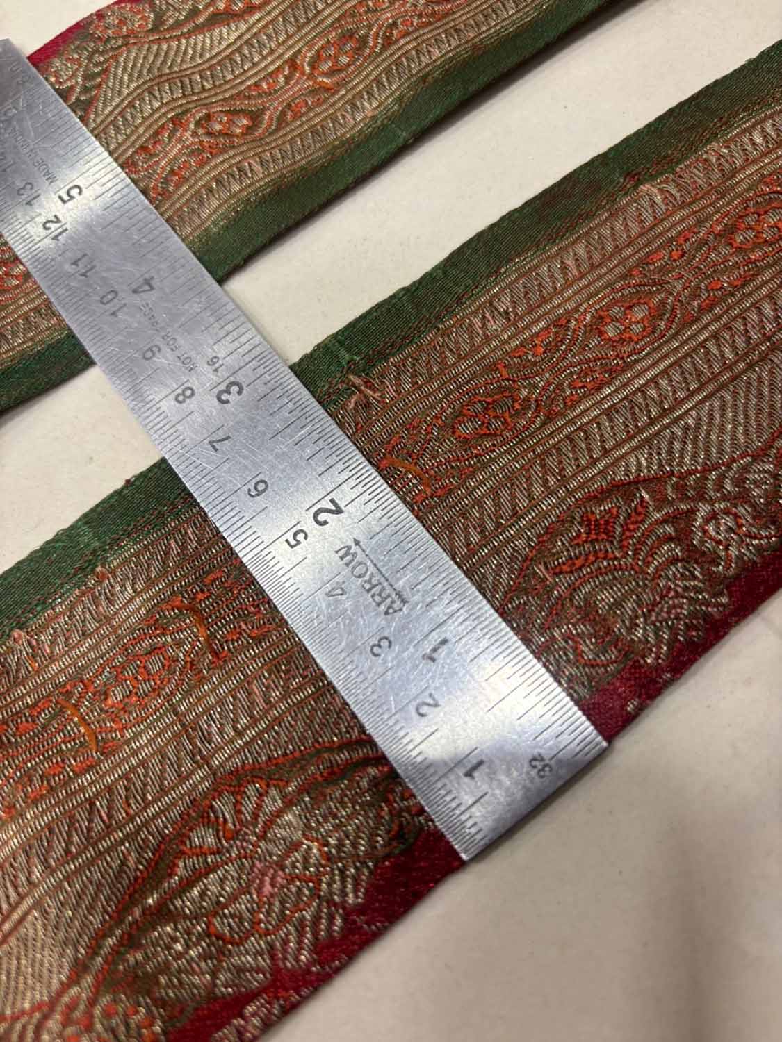 Orange Pure Silk Vintage Banarasi Border Lace ( 1 Mtr ) - Luxurion World