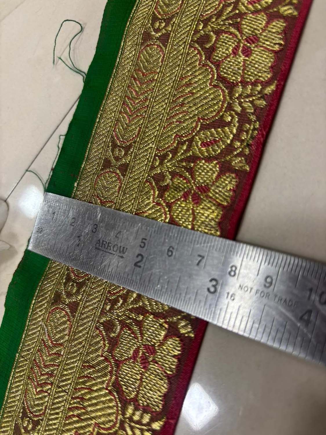 Brown Pure Silk Vintage Banarasi Border Lace ( 1 Mtr ) - Luxurion World