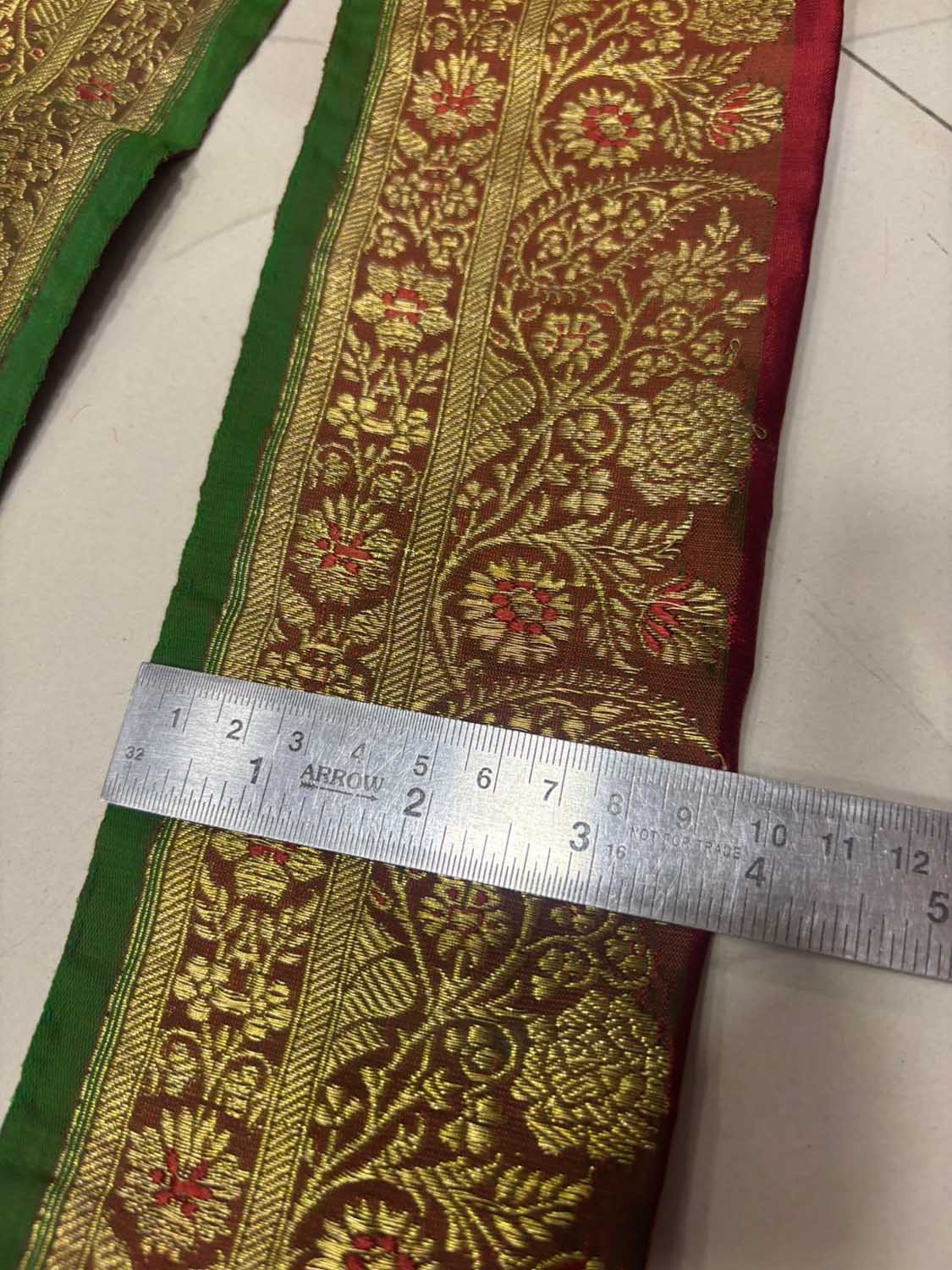 Brown Pure Silk Vintage Banarasi Border Lace ( 1 Mtr ) - Luxurion World