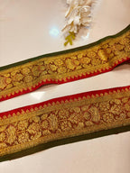 Maroon Pure Silk Vintage Banarasi Border Lace ( 1 Mtr ) - Luxurion World