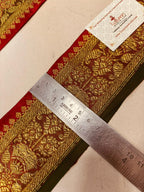 Maroon Pure Silk Vintage Banarasi Border Lace ( 1 Mtr ) - Luxurion World
