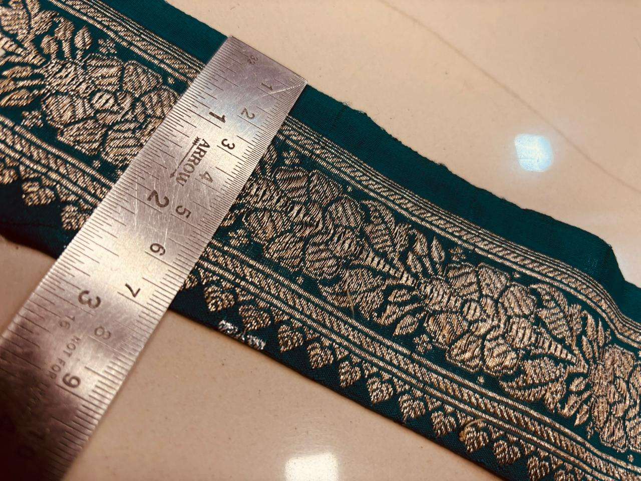 Blue Pure Silk Vintage Banarasi Border Lace ( 1 Mtr ) - Luxurion World