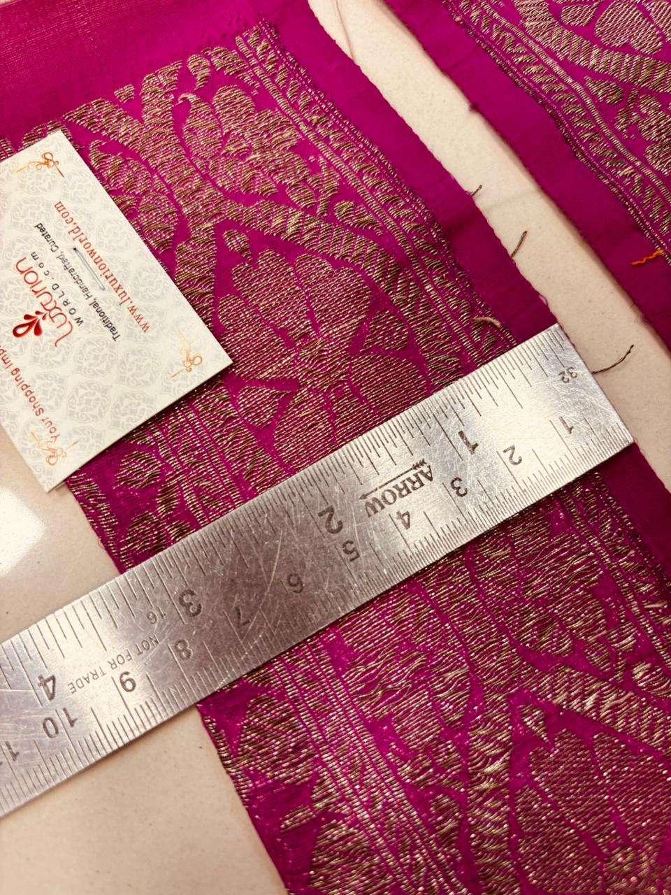 Pink Pure Silk Vintage Banarasi Border Lace ( 1 Mtr ) - Luxurion World
