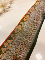 Green Pure Silk Vintage Banarasi Border Lace ( 1 Mtr ) - Luxurion World