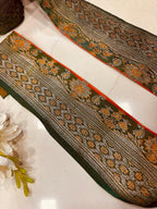 Green Pure Silk Vintage Banarasi Border Lace ( 1 Mtr ) - Luxurion World