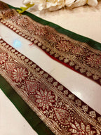 Maroon Pure Silk Vintage Banarasi Border Lace ( 2.5 Mtr ) - Luxurion World