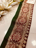 Maroon Pure Silk Vintage Banarasi Border Lace ( 2.5 Mtr ) - Luxurion World
