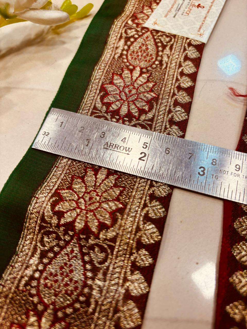 Maroon Pure Silk Vintage Banarasi Border Lace ( 2.5 Mtr ) - Luxurion World