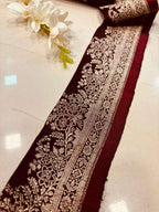 Maroon Pure Silk Vintage Banarasi Border Lace ( 1 Mtr ) - Luxurion World