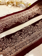 Maroon Pure Silk Vintage Banarasi Border Lace ( 1 Mtr ) - Luxurion World