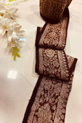 Maroon Pure Silk Vintage Banarasi Border Lace ( 1 Mtr ) - Luxurion World