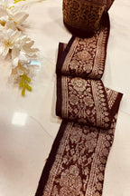 Maroon Pure Silk Vintage Banarasi Border Lace ( 1 Mtr ) - Luxurion World