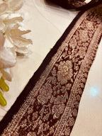 Maroon Pure Silk Vintage Banarasi Border Lace ( 1 Mtr ) - Luxurion World