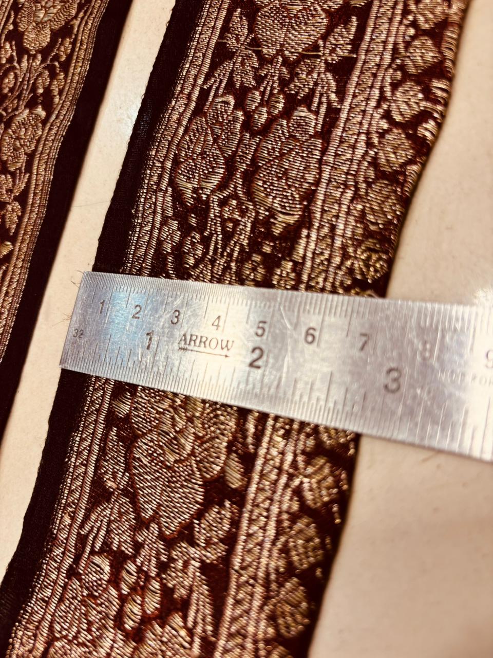 Maroon Pure Silk Vintage Banarasi Border Lace ( 1 Mtr ) - Luxurion World