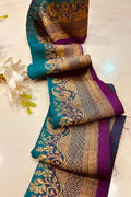 Blue Pure Silk Vintage Banarasi Border Lace ( 1 Mtr ) - Luxurion World