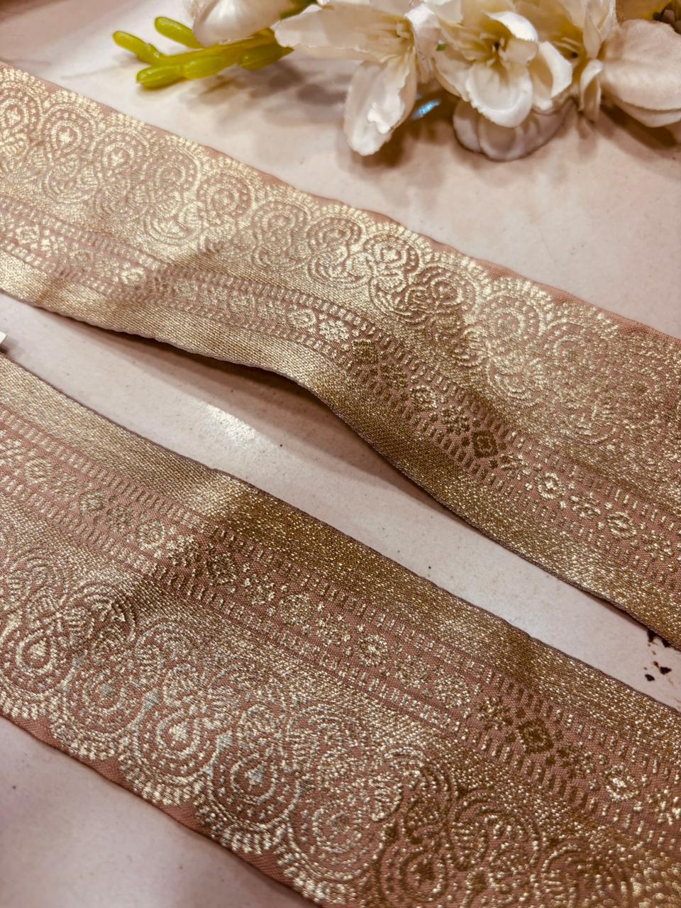 Pastel Pure Silk Vintage Banarasi Border Lace ( 1 Mtr ) - Luxurion World
