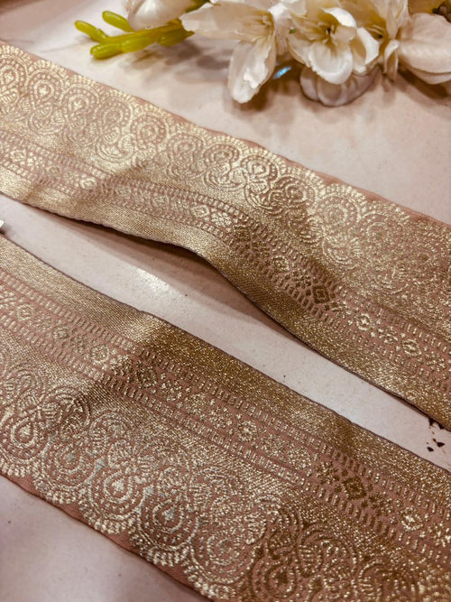 Pastel Pure Silk Vintage Banarasi Border Lace ( 1 Mtr ) - Luxurion World