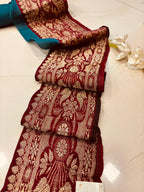 Maroon Pure Silk Vintage Banarasi Border Lace ( 1 Mtr ) - Luxurion World