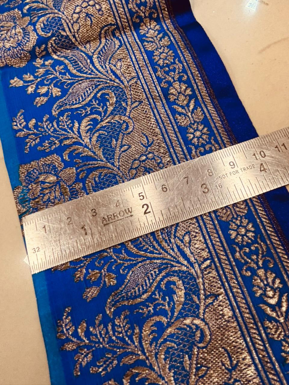 Blue Pure Silk Vintage Banarasi Border Lace ( 1 Mtr ) - Luxurion World