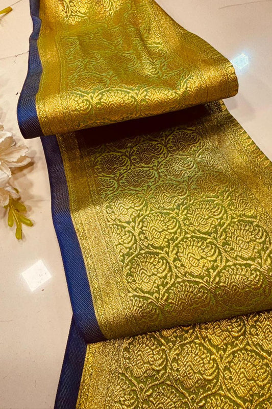 Green Pure Silk Vintage Banarasi Border Lace ( 1 Mtr ) - Luxurion World