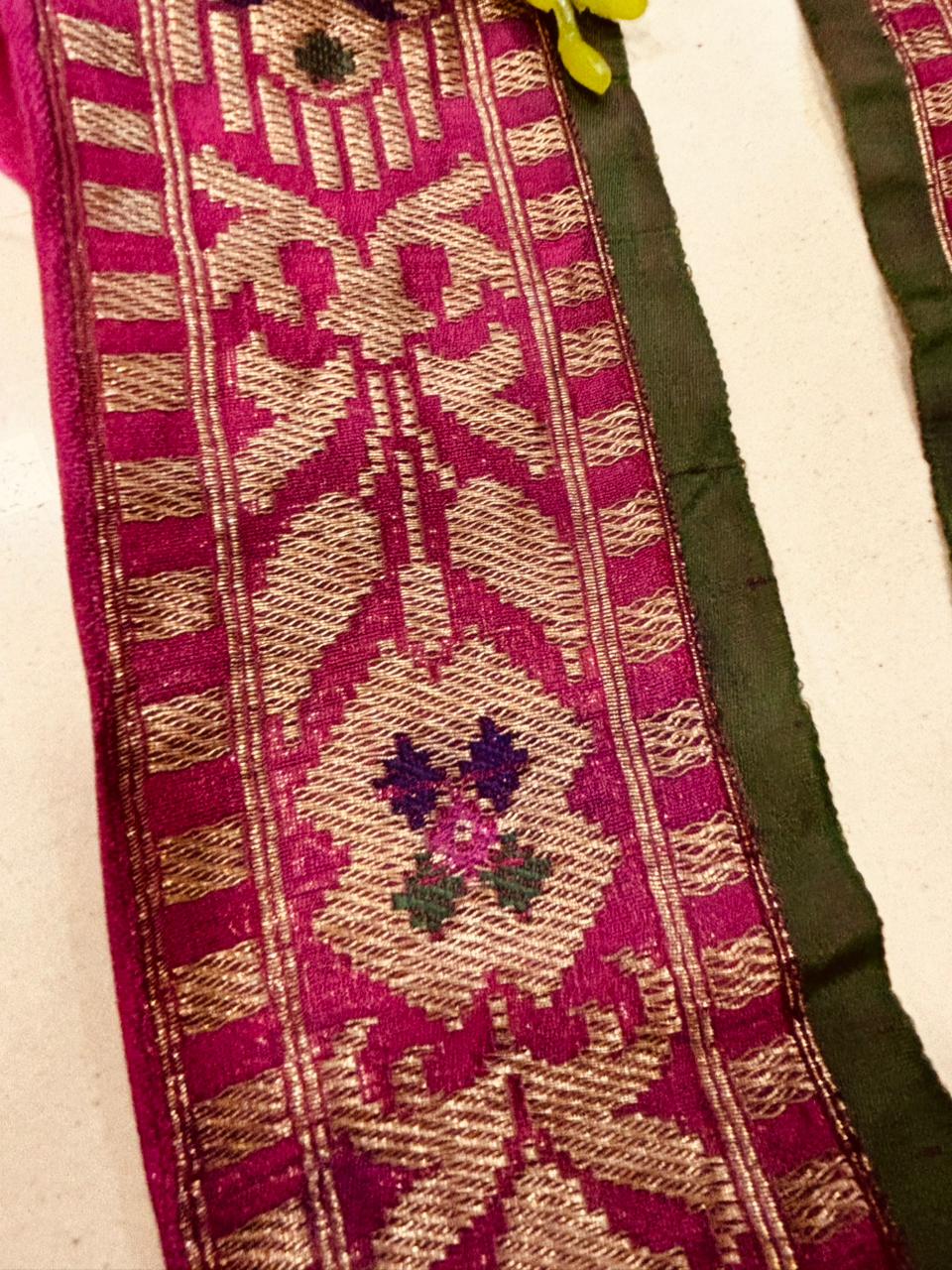 Pink Pure Silk Vintage Banarasi Border Lace ( 1 Mtr ) - Luxurion World
