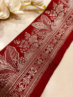 Red Pure Silk Vintage Banarasi Border 5 Mtr Lace With Pallu Border - Luxurion World