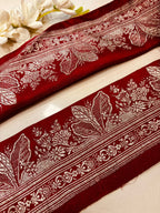 Red Pure Silk Vintage Banarasi Border 5 Mtr Lace With Pallu Border - Luxurion World