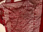Red Pure Silk Vintage Banarasi Border 5 Mtr Lace With Pallu Border - Luxurion World