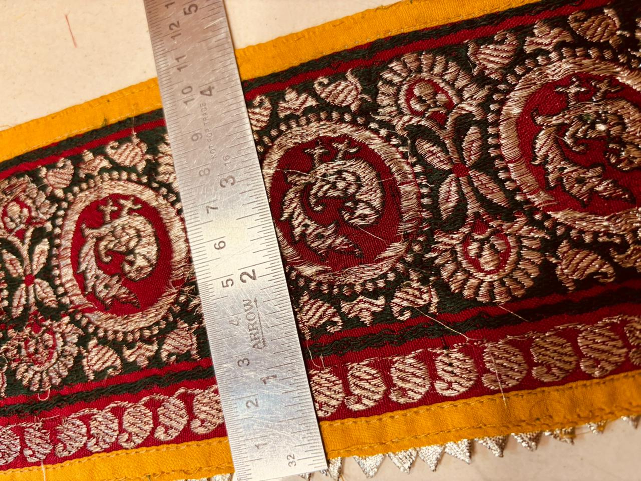 Multicolor Pure Silk Vintage Banarasi Border Lace ( 1 Mtr ) - Luxurion World