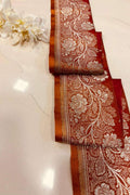 Orange Pure Silk Vintage Banarasi Border Lace (1 MTR) - Luxurion World