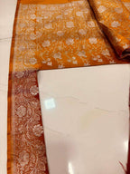 Orange Pure Silk Vintage Banarasi Border Lace (1 MTR) - Luxurion World