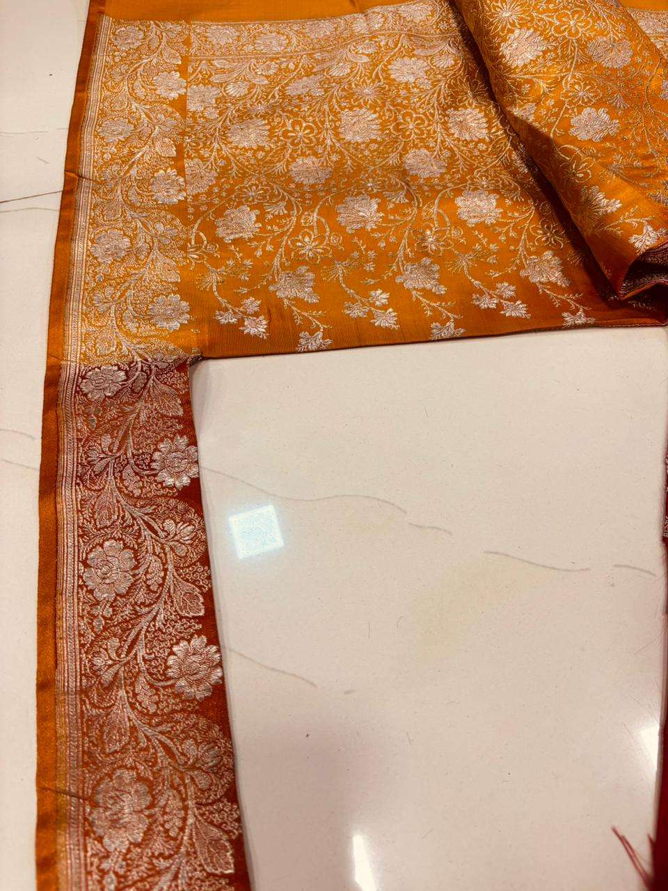 Orange Pure Silk Vintage Banarasi Border Lace (1 MTR) - Luxurion World