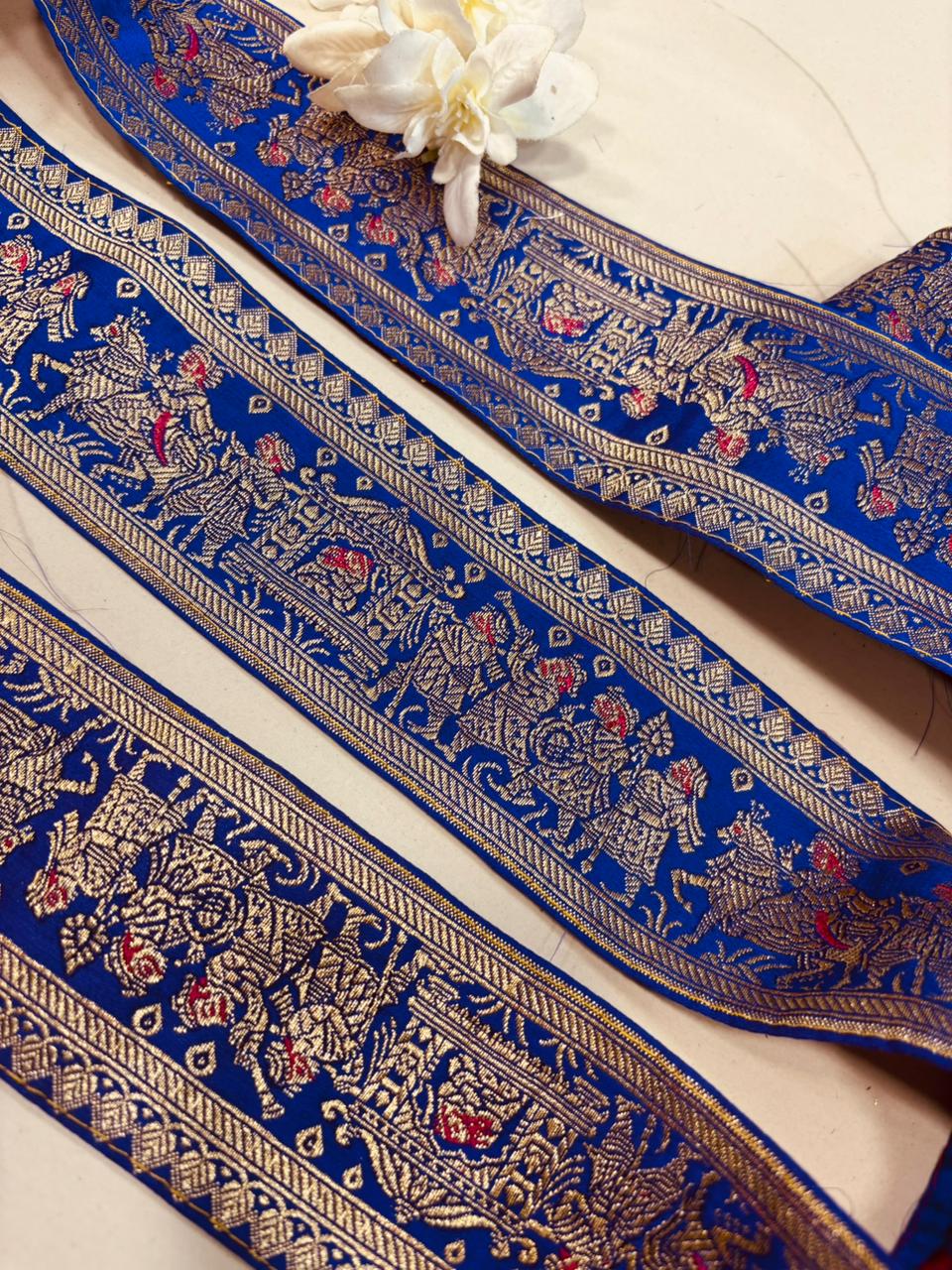 Blue Silk Banarasi Border Lace ( 1 Mtr ) - Luxurion World