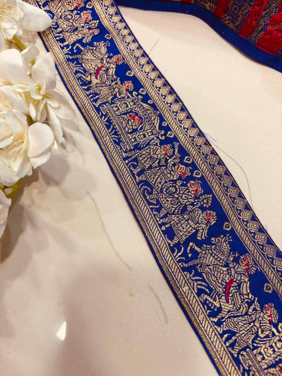 Blue Silk Banarasi Border Lace ( 1 Mtr ) - Luxurion World