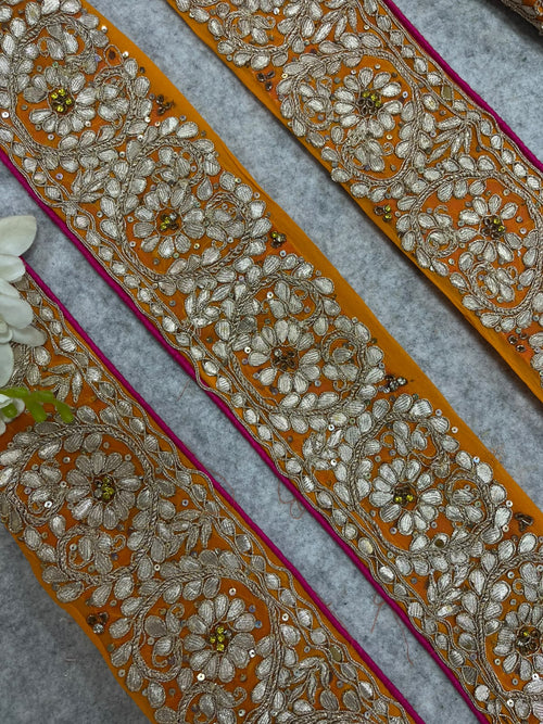 Orange Hand Work Vintage Gota Patti lace ( 1 Mtr )