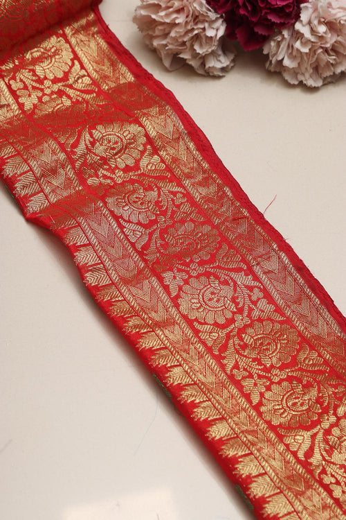 Red Kanjeevaram Silk Lace ( 1 Mtr ) - Luxurion World
