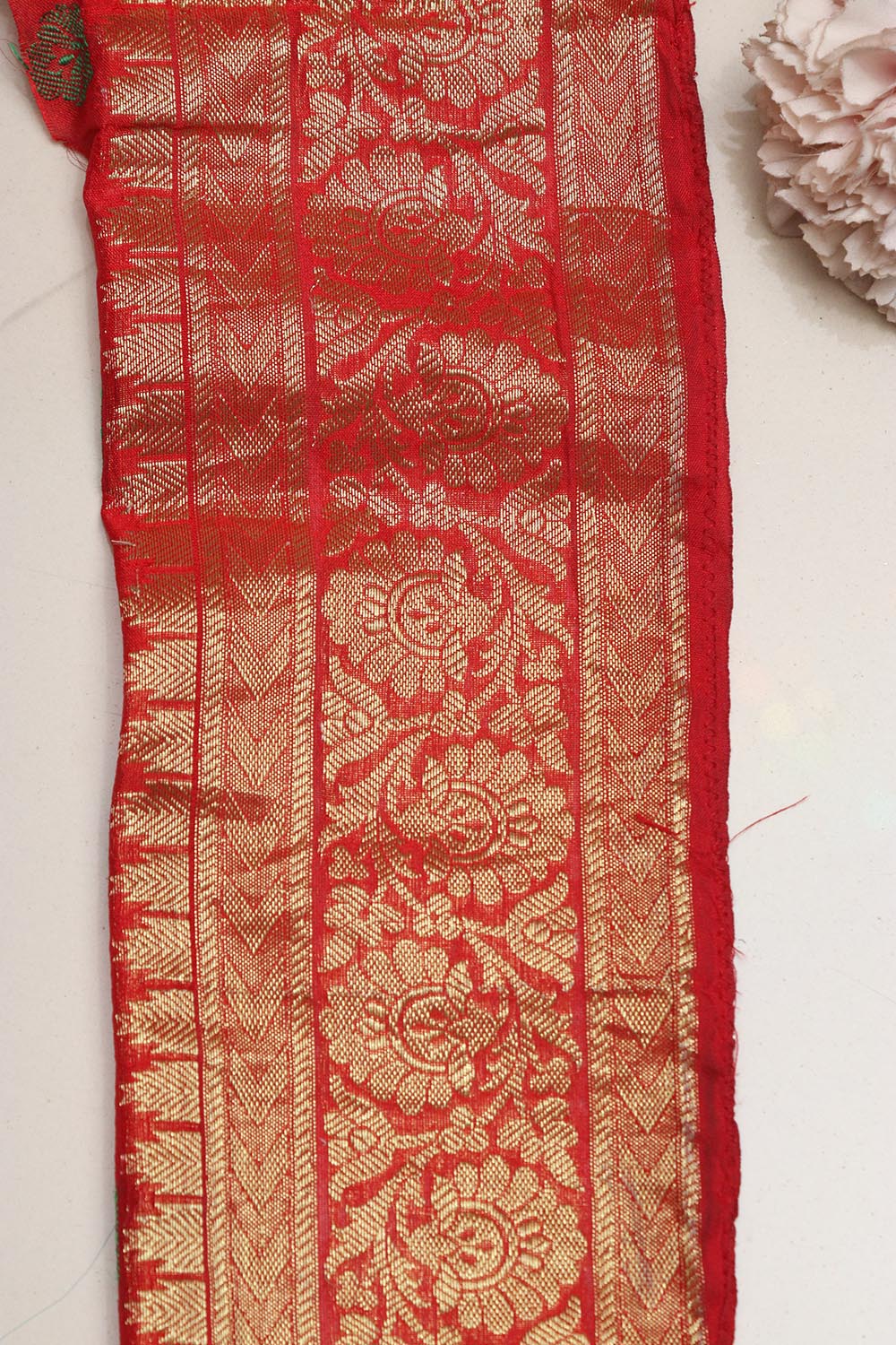 Red Kanjeevaram Silk Lace ( 1 Mtr ) - Luxurion World