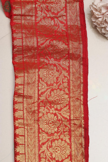 Red Kanjeevaram Silk Lace ( 1 Mtr )