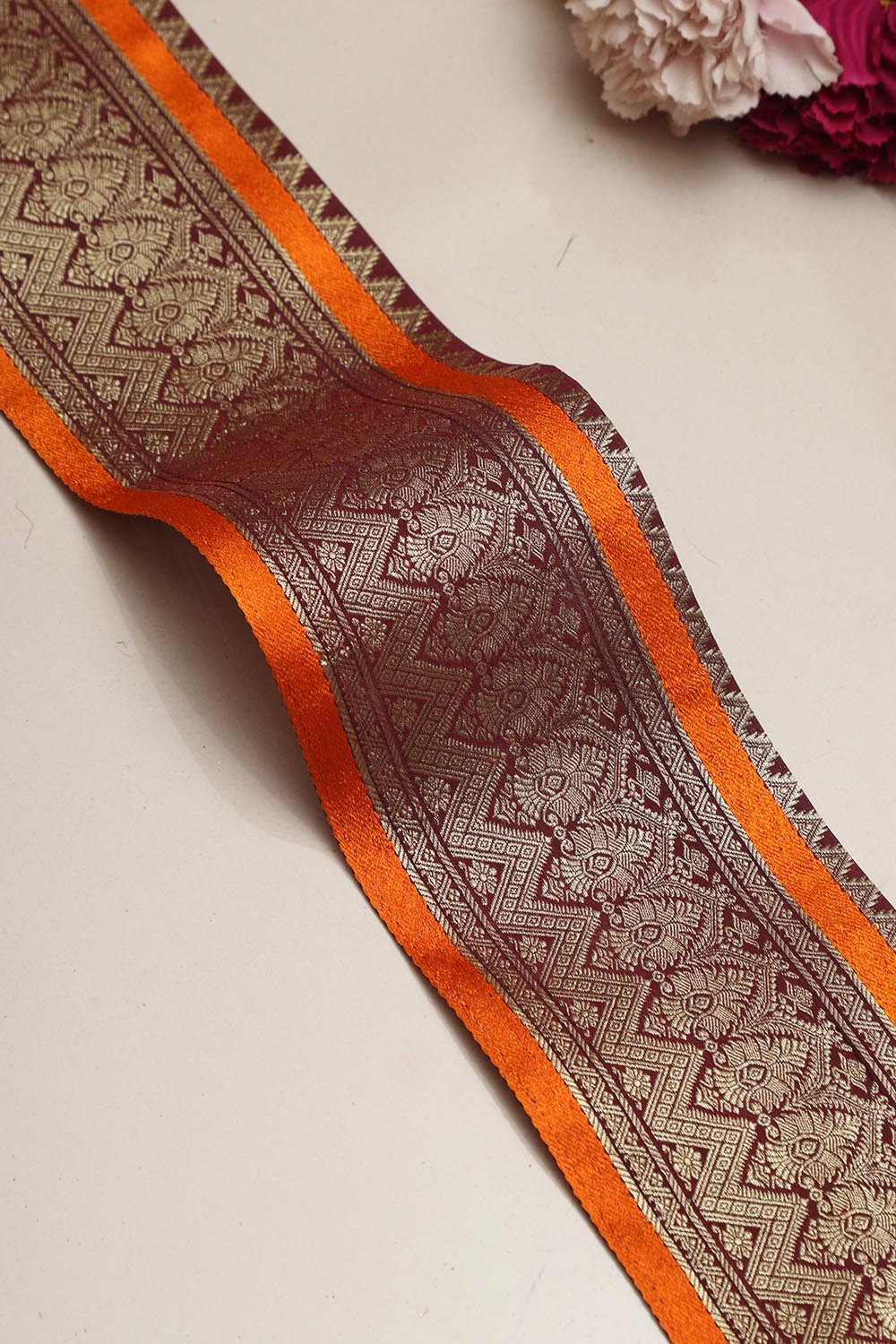 Maroon Kanjeevaram Silk Lace ( 2.5 Mtr ) - Luxurion World