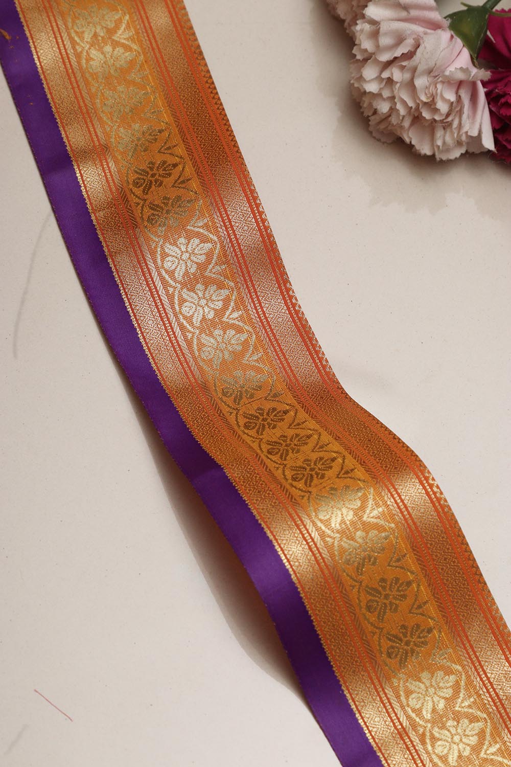 Orange Kanjeevaram Silk Lace ( 2.5 Mtr ) - Luxurion World