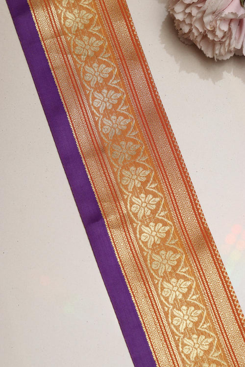 Orange Kanjeevaram Silk Lace ( 2.5 Mtr ) - Luxurion World