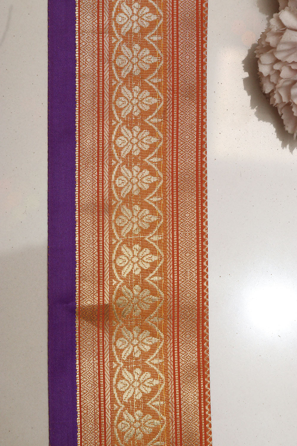 Orange Kanjeevaram Silk Lace ( 2.5 Mtr ) - Luxurion World